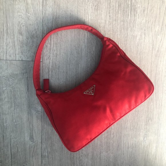 Prada Handbags - Prada Shoulder Bag - Tessuto Hobo, Red.